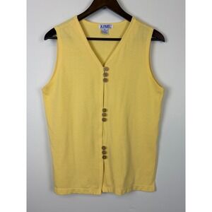 JL Plum Vest Small‎ Butter Yellow Vintage Button Front Textured Knit Teacher